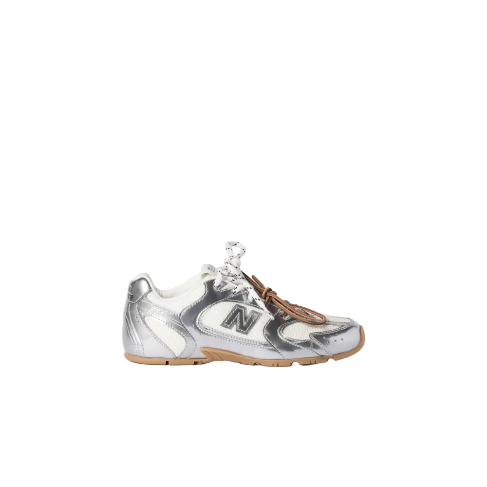 NB x Miu Miu 530 SL metallic leather and mesh sneakers Women
