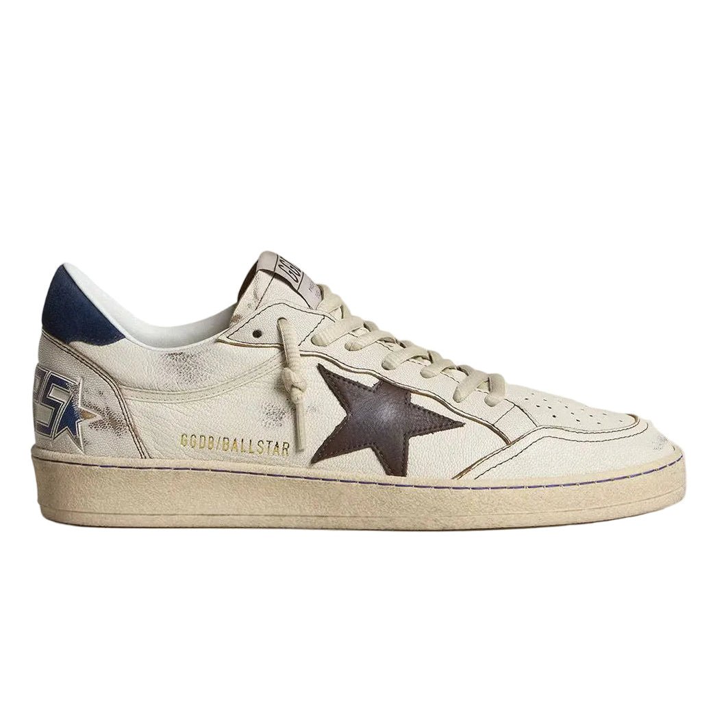 Golden Goose Ball Star with black star and blue suede heel tab