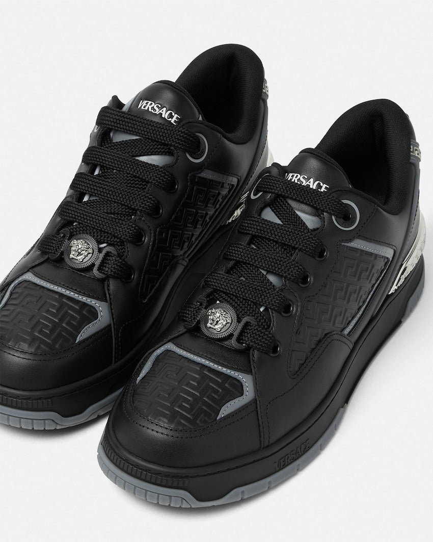 Biggie Basket Leather Sneakers Versace
