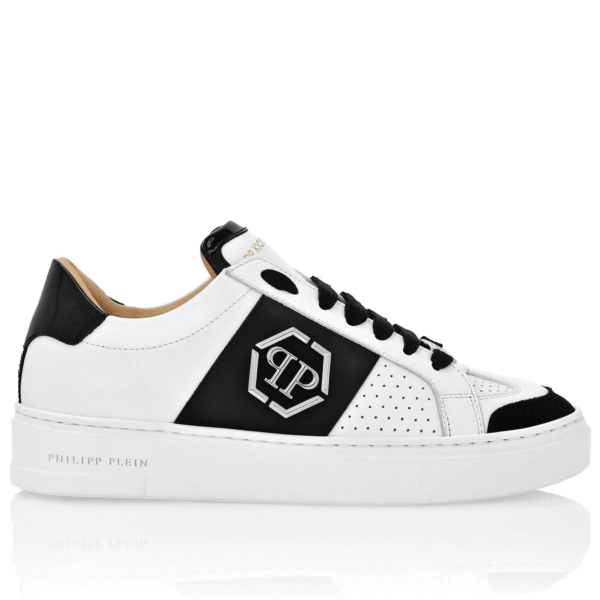 Philipp Plein Mix Leather Lo-Top Sneakers